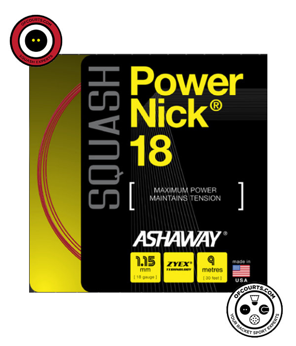 Ashaway Powernick 18- Red Squash Strings - Of Courts