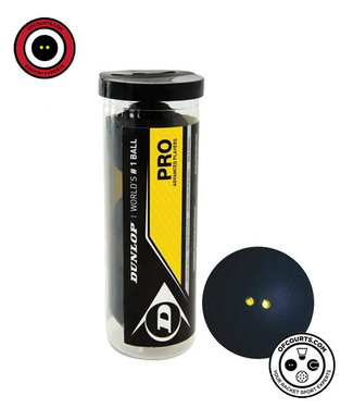 Dunlop Pro Double Yellow Squash Ball 3 Tube