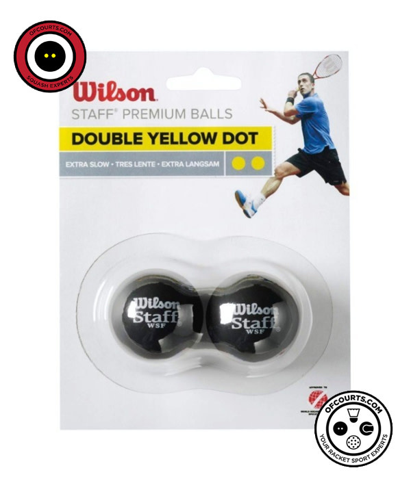 Wilson Staff Double Yellow Dot Squash Ball (2 pack) Of Courts