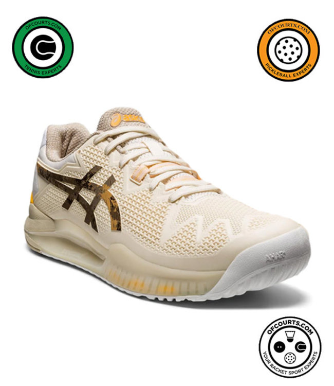 Asics Gel Resolution 8 . Men's Tennis Shoe - Cream/Putty - Of Courts