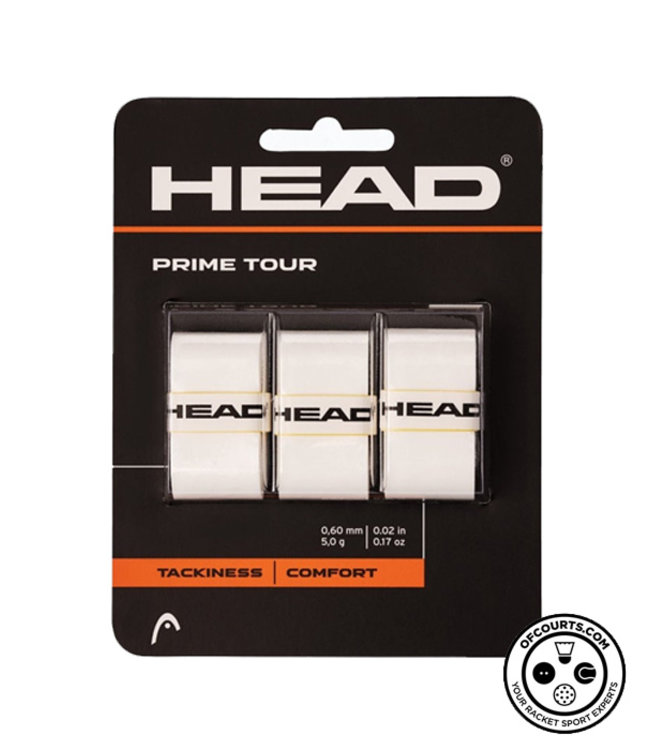 Head Prime Tour Overgrip- 3 pack, White