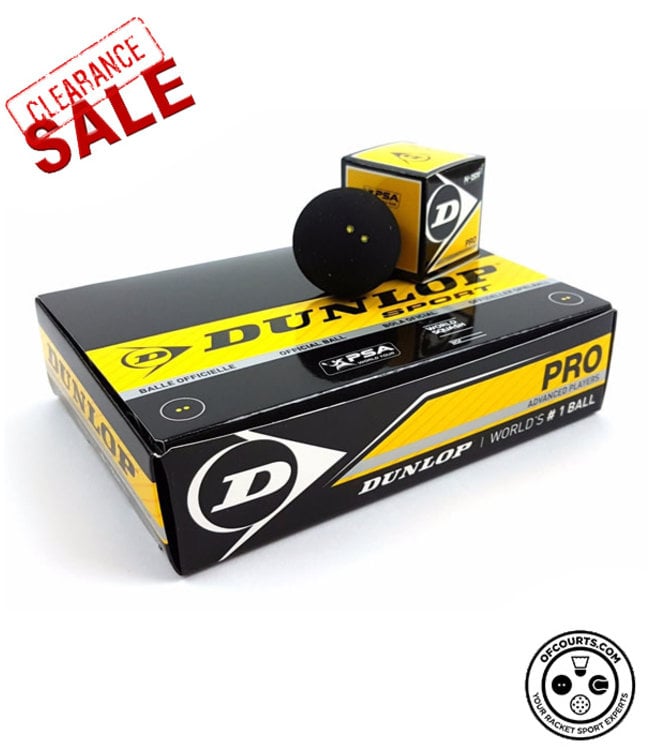 Dunlop Pro Double Yellow Squash ball- box of 12