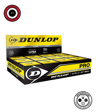 Dunlop Squash Ball PRO Double Yellow Dot White