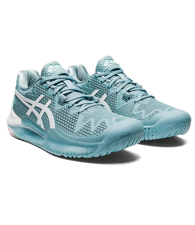 Asics Gel Resolution 8 Women's Tennis Shoe Smoke Blue/White Of Courts