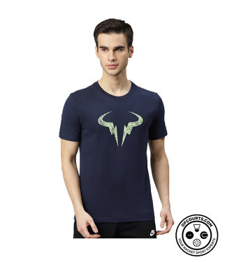 NIke Men's DF Tee Rafa Clay T-shirt - Obsidian/Lime Glow