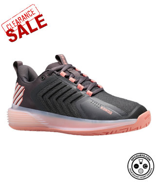 K-Swiss Ultrashot 3 Women's Tennis Shoe - Asphalt/Peach Amber/White