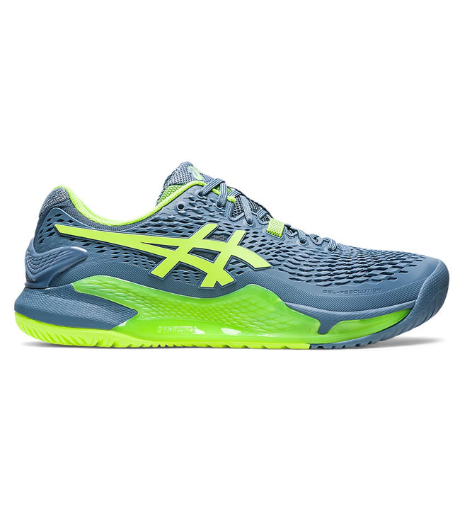 Asics Gel Resolution 9 Men's Tennis Shoe - Steel Blue/Hazard Green