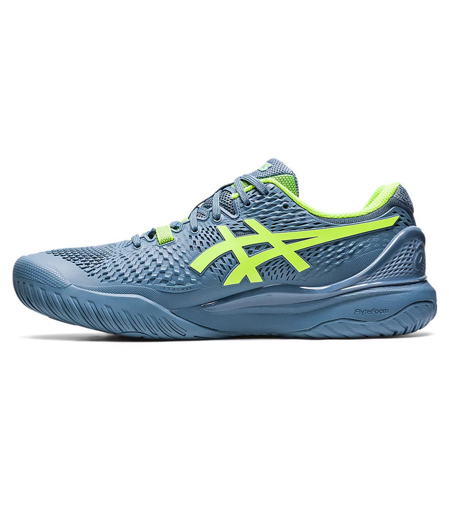 Asics Gel Resolution 9 Men's Tennis Shoe - Steel Blue/Hazard Green