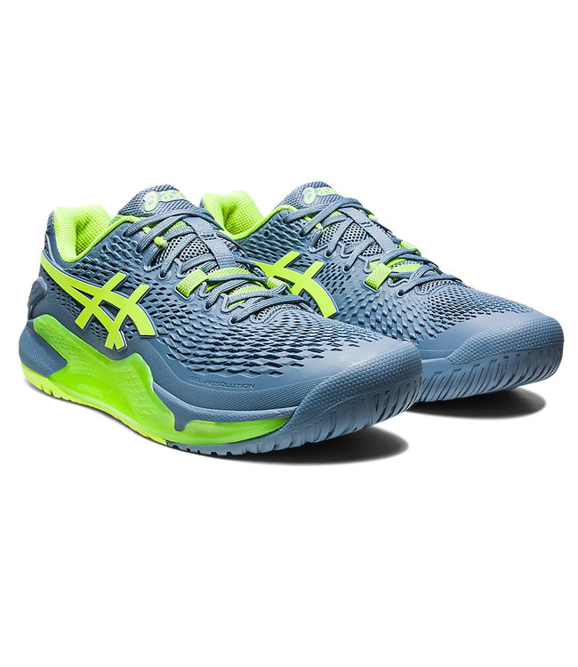 Asics Gel Resolution 9 Men's Tennis Shoe - Steel Blue/Hazard Green