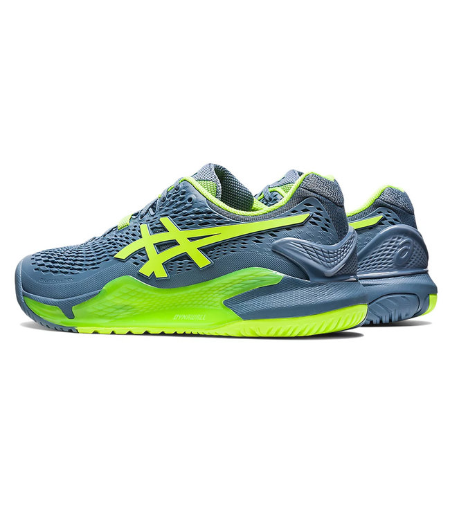 Asics Gel Resolution 9 Men's Tennis Shoe - Steel Blue/Hazard Green