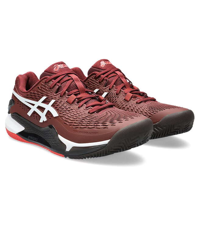 Asics Gel Resolution 9 Men's Clay Tennis Shoe - Antique Red/White