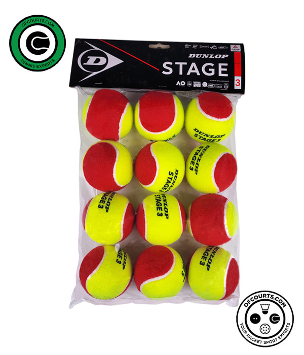 Dunlop Stage 3 Red Junior Tennis Balls 12 Pack Of Courts