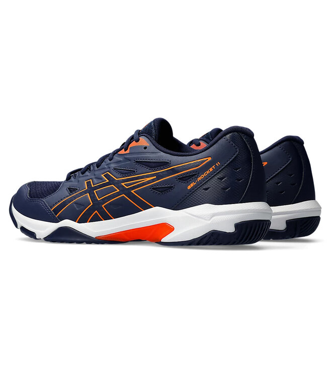 Asics Gel Rocket 11 Men's Indoor Shoe 2 E Wide - Peacoat/Shocking Orange @ Lowest Price