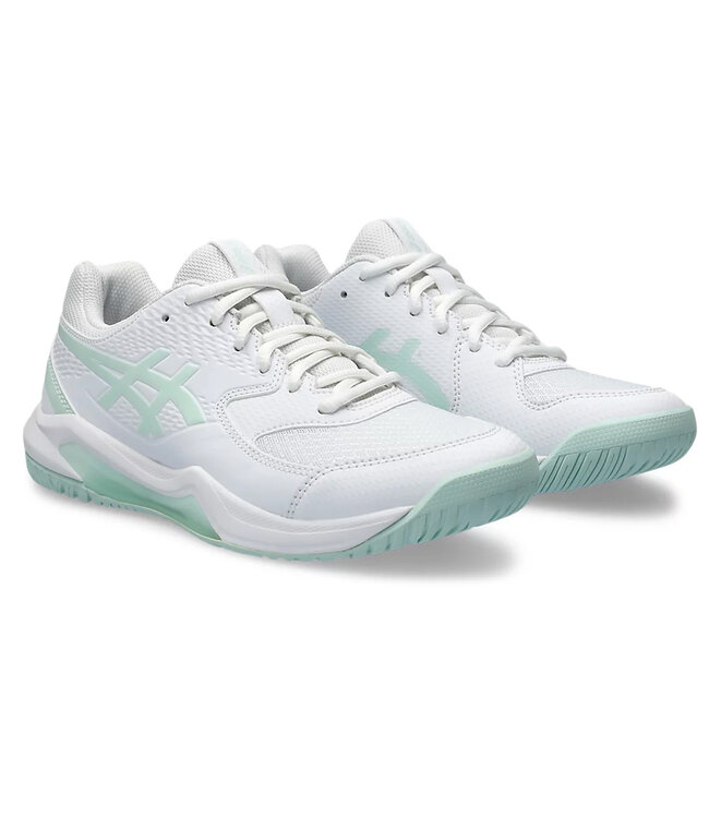 Asics Gel Dedicate 8 Wide Women's Tennis Shoe - White/Pale Blue
