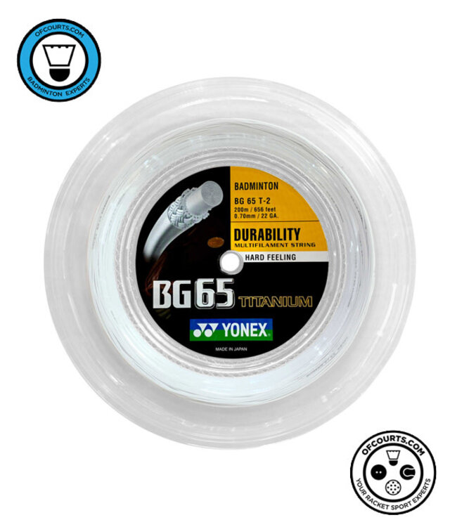 Yonex BG65 Ti 200m Badminton Reel - White