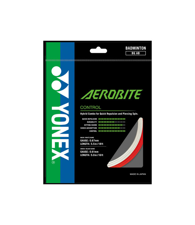 Yonex BG AB Aerobite Badminton String - Red/White
