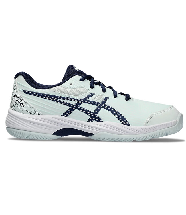 Asics Gel Game 9 GS Junior Tennis Shoe - Pale Mint/Blue Expanse