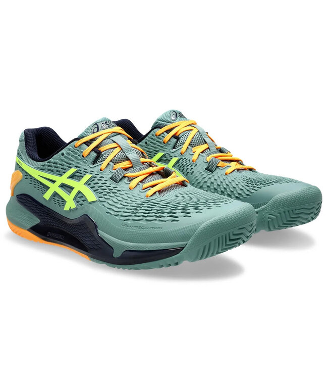 Asics Gel Resolution 9 Men's Padel Shoe - Celadon/Safety Yellow