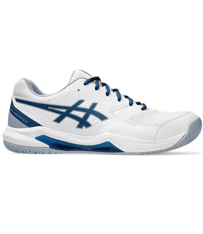 Asics Gel Dedicate 8 Wide Men's Tennis Shoe - White/Mako Blue @ Lowest Price
