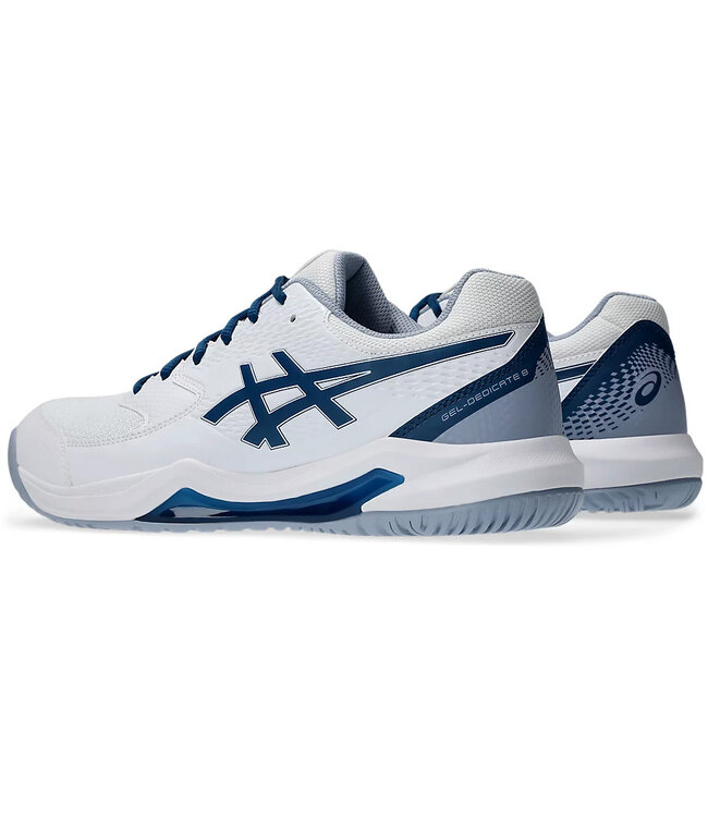 Asics Gel Dedicate 8 Wide Men's Tennis Shoe - White/Mako Blue @ Lowest Price