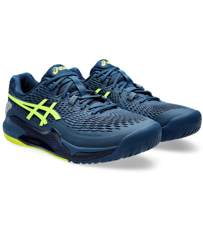 Asics Gel Resolution 9 WIDE Men's Tennis Shoe - Mako Blue/Safety Yellow