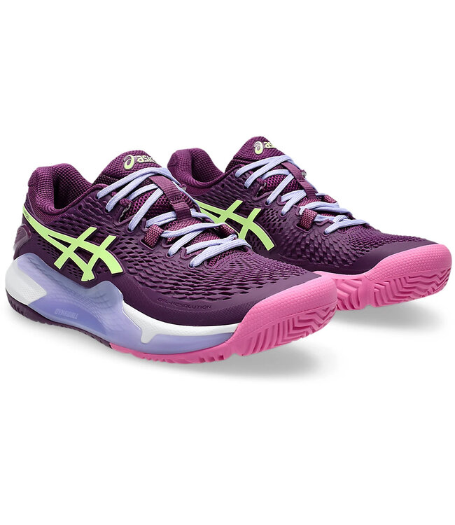 Asics Gel Resolution 9 Women's Padel Shoes  - Deep Mauve/Lime Green