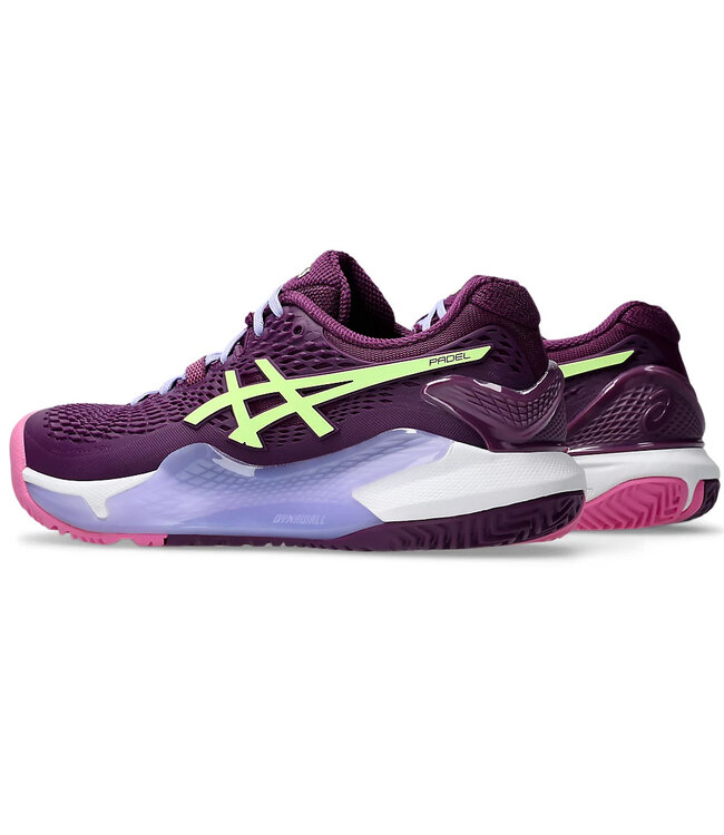 Asics Gel Resolution 9 Women's Padel Shoes  - Deep Mauve/Lime Green