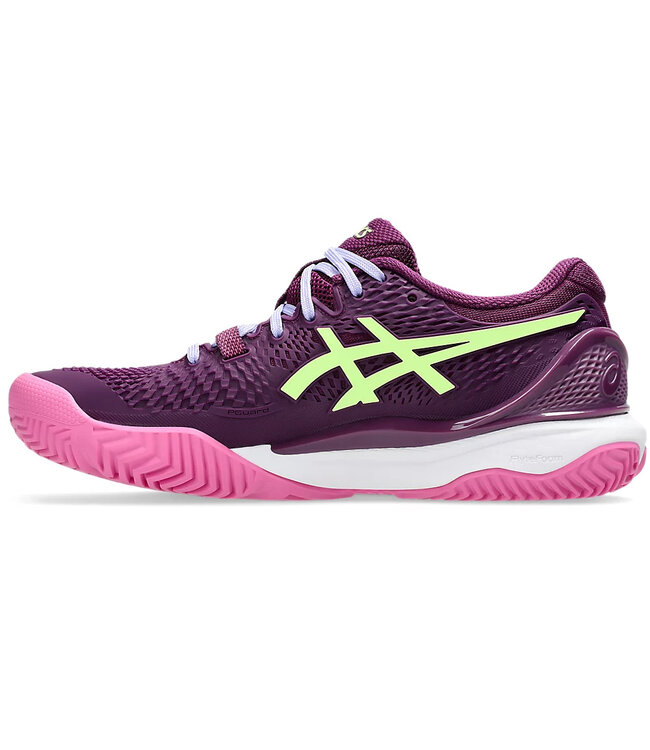 Asics Gel Resolution 9 Women's Padel Shoes  - Deep Mauve/Lime Green