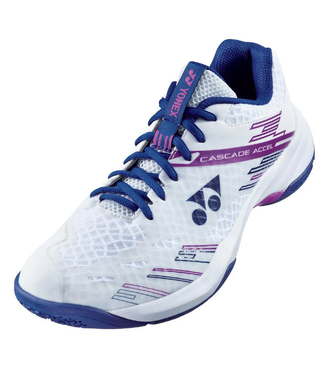 Yonex Power Cushion Cascade Accel WIDE Women's Indoor Shoe - White/Purple