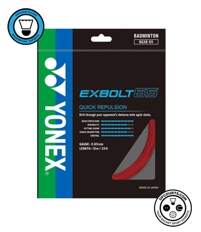 Yonex BG Exbolt 65 Badminton String - Red