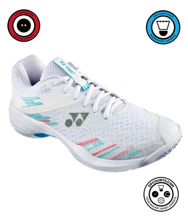 Yonex Power Cushion Cascade Accel WIDE Women's Indoor Shoe - White/Sky Blue