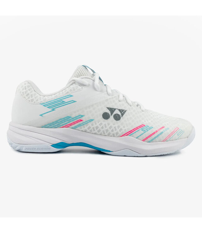Yonex Power Cushion Cascade Accel WIDE Women's Indoor Shoe - White/Sky Blue