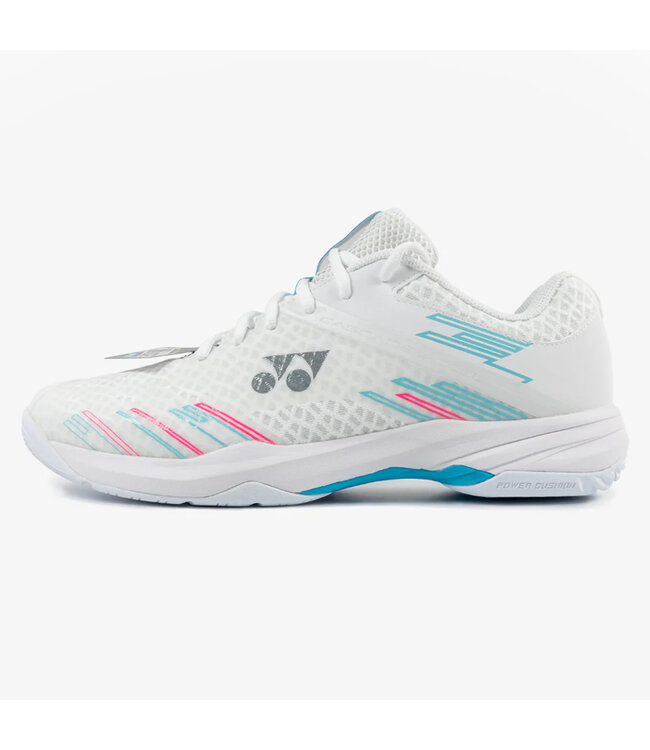 Yonex Power Cushion Cascade Accel WIDE Women's Indoor Shoe - White/Sky Blue