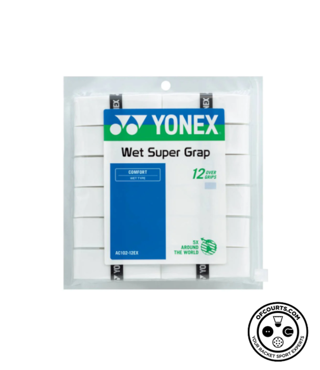 Yonex Wet Super Grap Overgrip 12 Pack - White