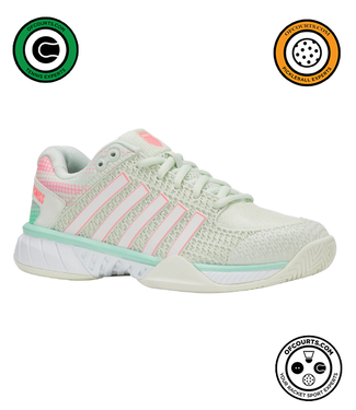 K-Swiss Express Light Wide Pickleball Women's Shoe - Ice/Honeydew/Neon Pastel Pink