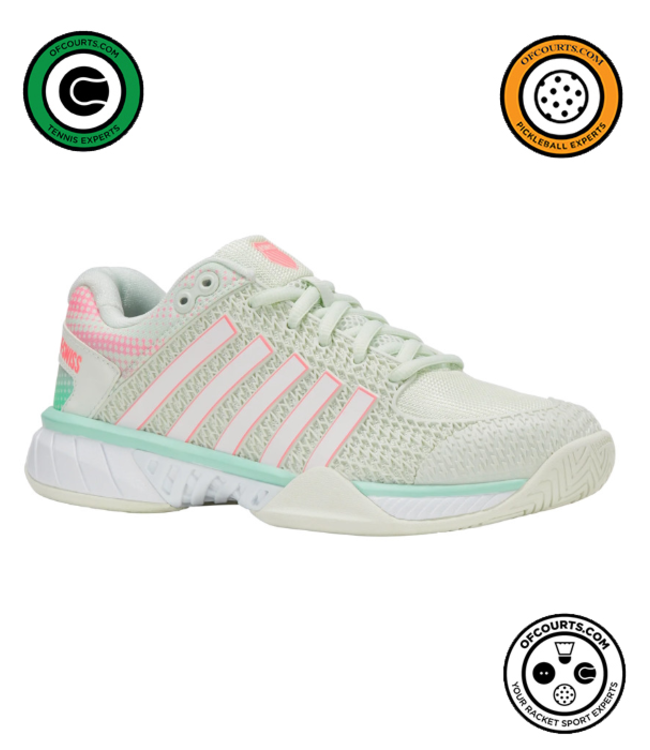 K-Swiss Express Light Wide Pickleball Women's Shoe - Ice/Honeydew/Neon Pastel Pink