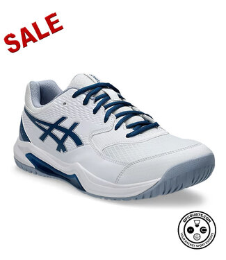 Asics Gel Dedicate 8 Wide Men's Tennis Shoe - White/Mako Blue