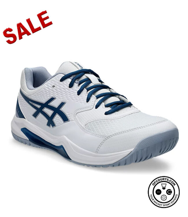 Asics Gel Dedicate 8 Wide Men's Tennis Shoe - White/Mako Blue @ Lowest Price