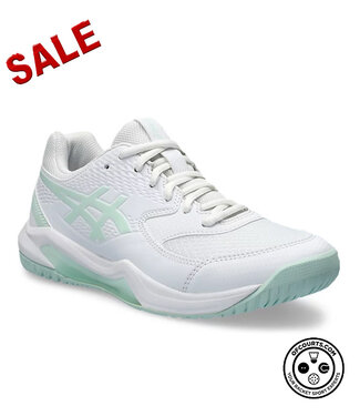 Asics Gel Dedicate 8 Wide Women's Tennis Shoe - White/Pale Blue
