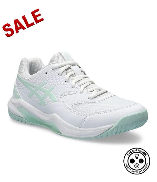 Asics Gel Dedicate 8 Wide Women's Tennis Shoe - White/Pale Blue