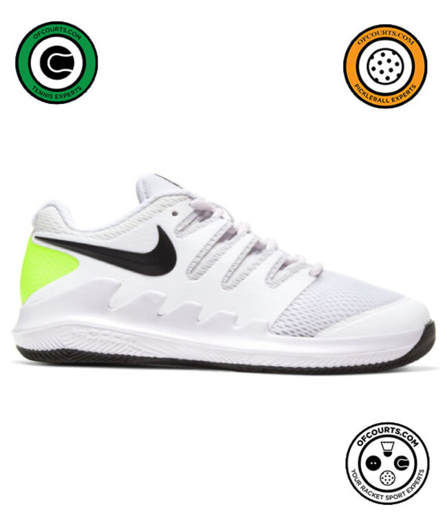 NIke Court Jr. Vapor X Tennis Shoe - White/Black/Volt