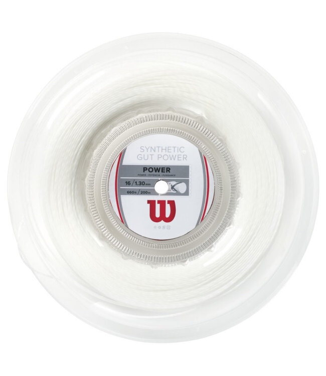 Wilson Synthetic Gut Power 16 Tennis String Reel 200m - White
