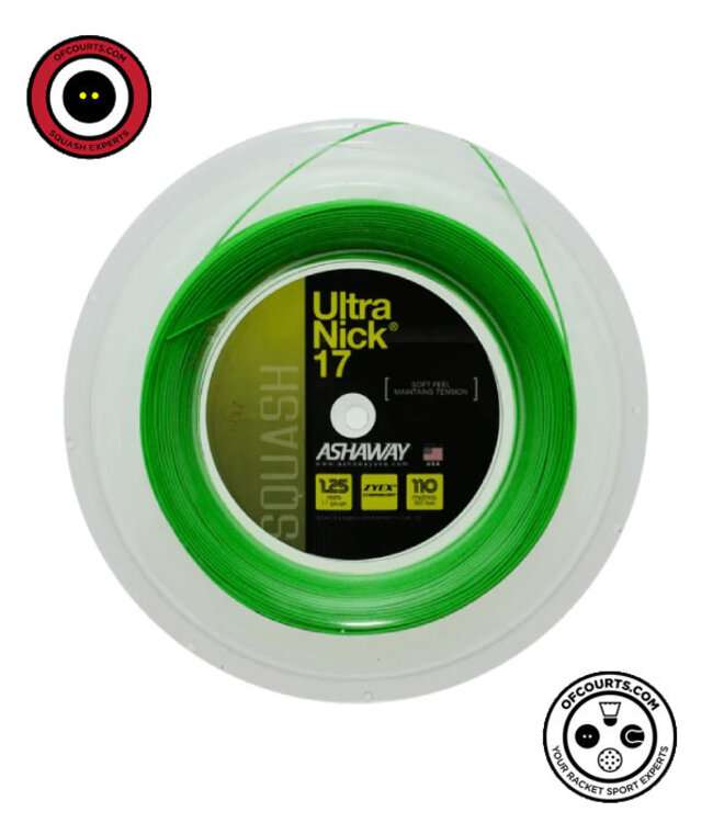 Ashaway UltraNick 17 Green Squash String 110m - Reel