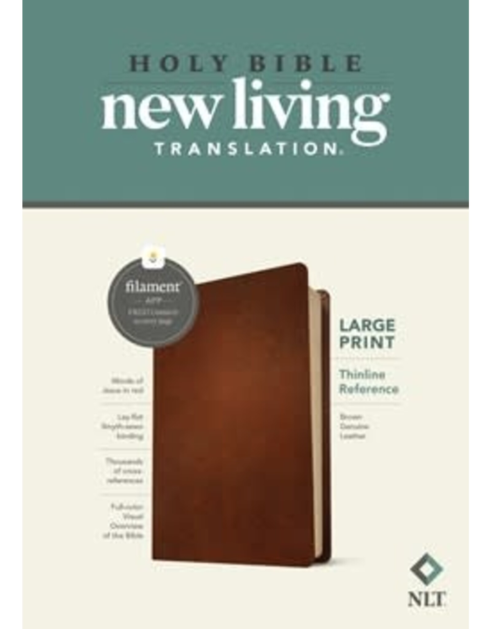 NLT Large Print Thinline Reference Bible, Genuine Leather, Brown