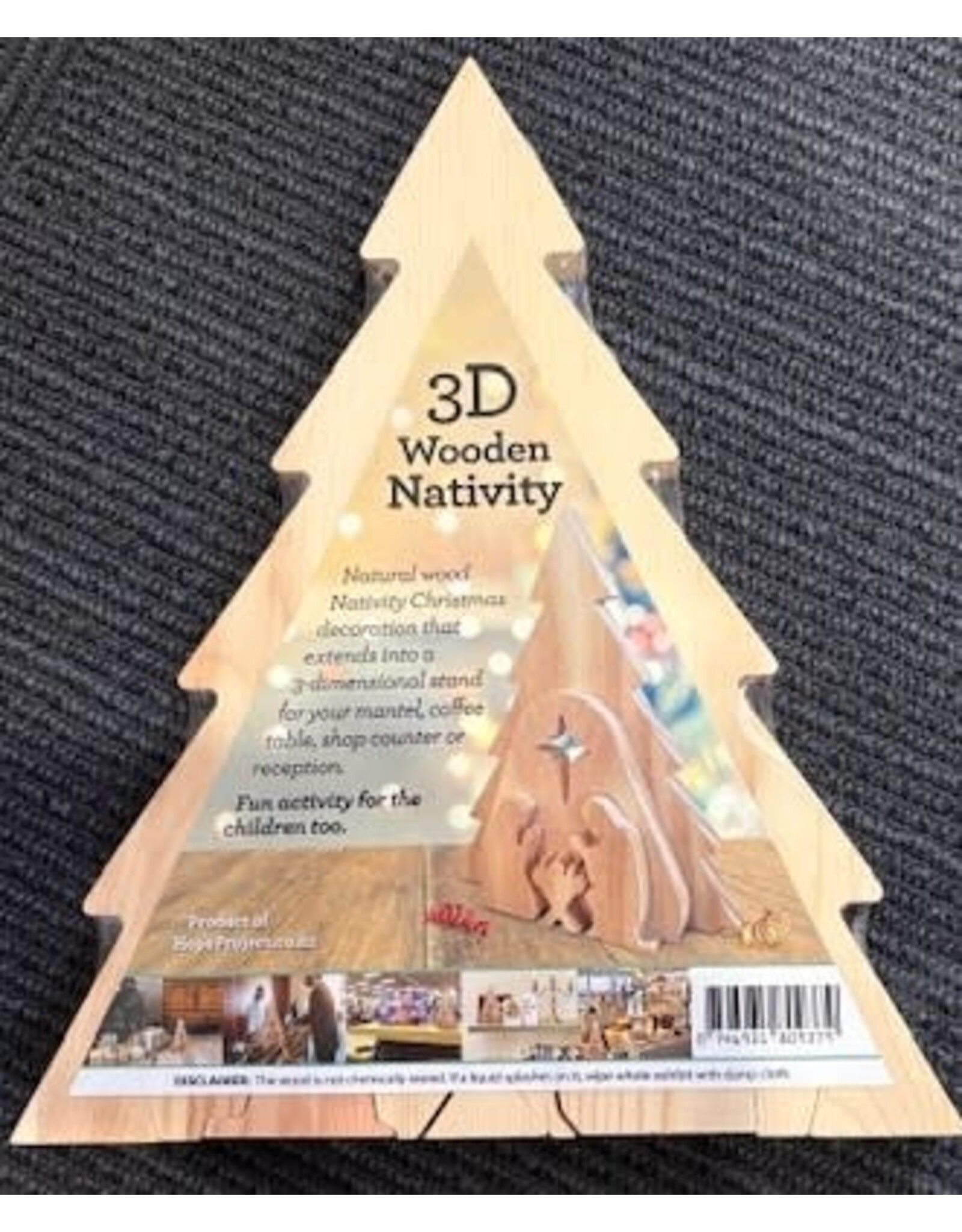 3D Natural Wood Nativity Christmas Decoration
