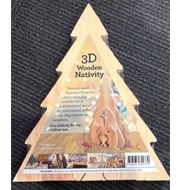 3D Natural Wood Nativity Christmas Decoration