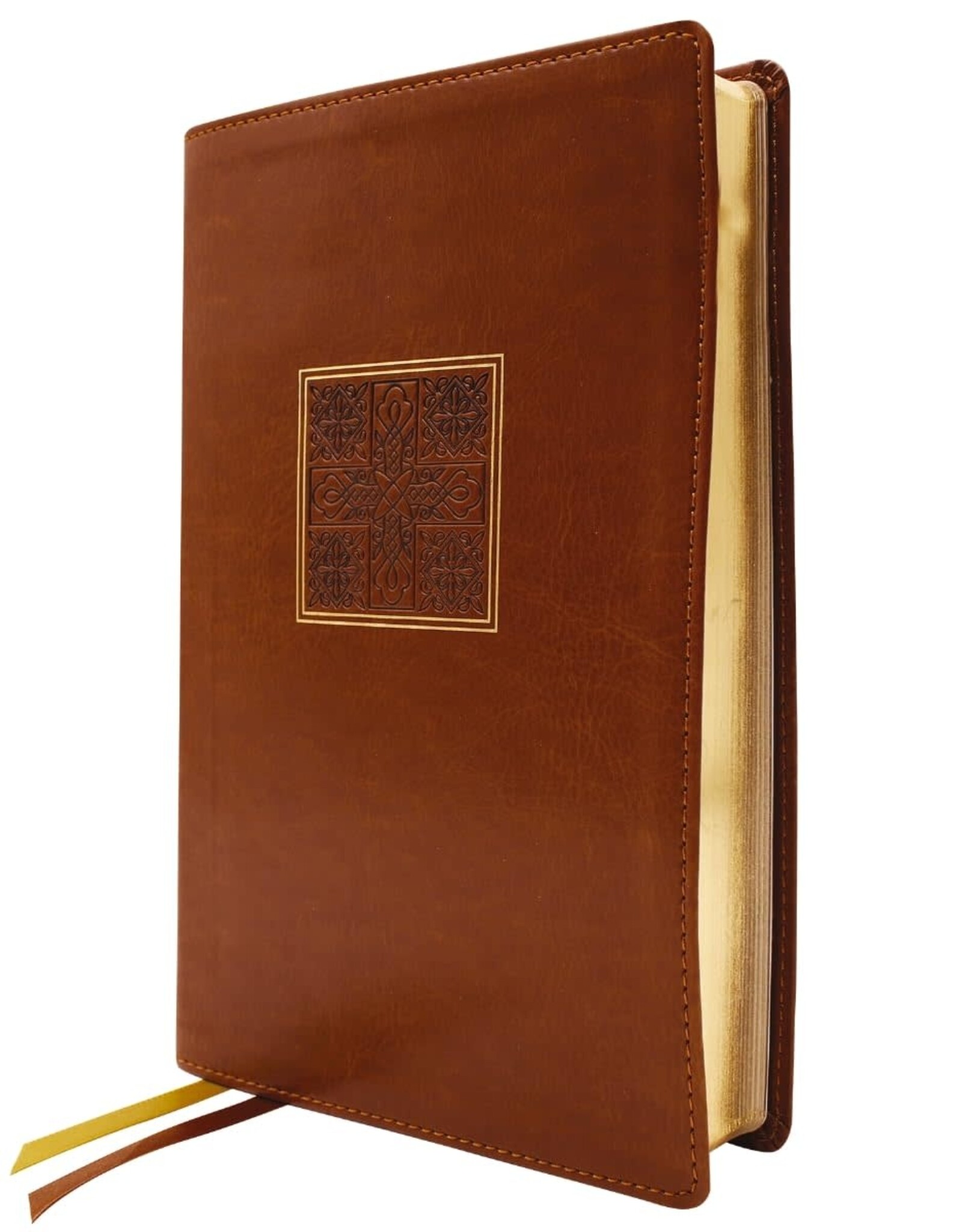 NASB, Thinline Bible, Large Print, Red Letter Edition, 1995 Text, Comfort Print, Leathersoft Brown Cross