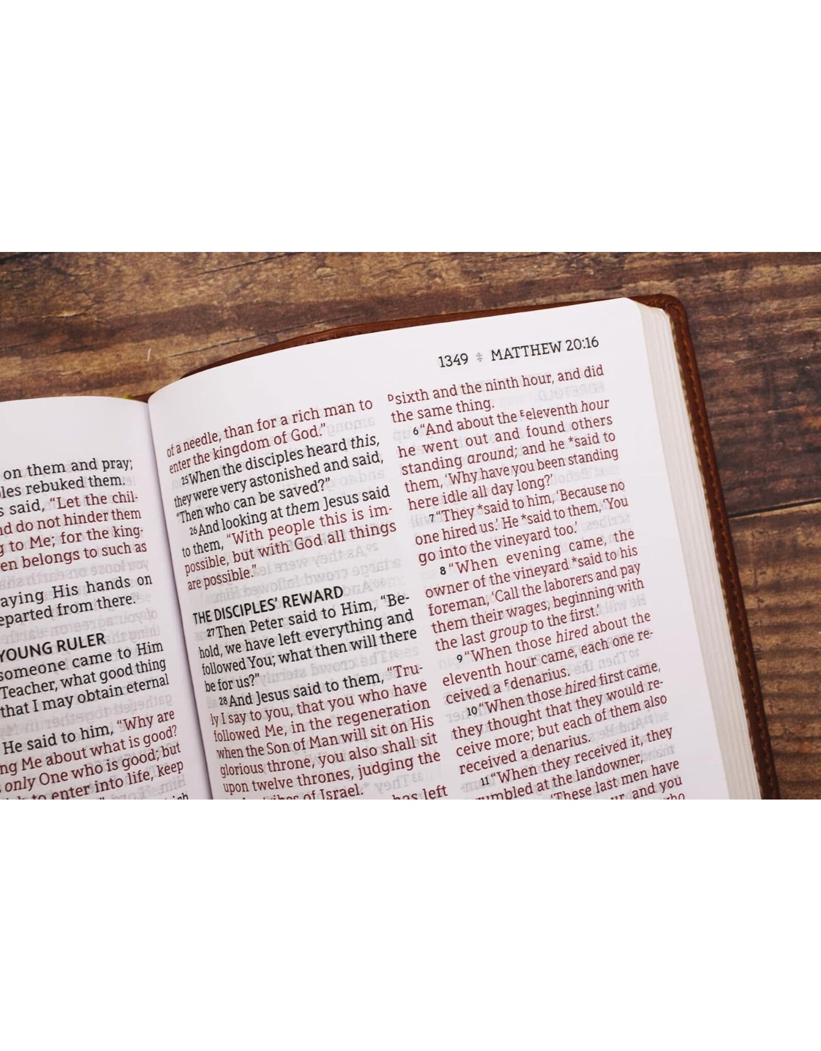 NASB, Thinline Bible, Large Print, Red Letter Edition, 1995 Text, Comfort Print, Leathersoft Brown Cross