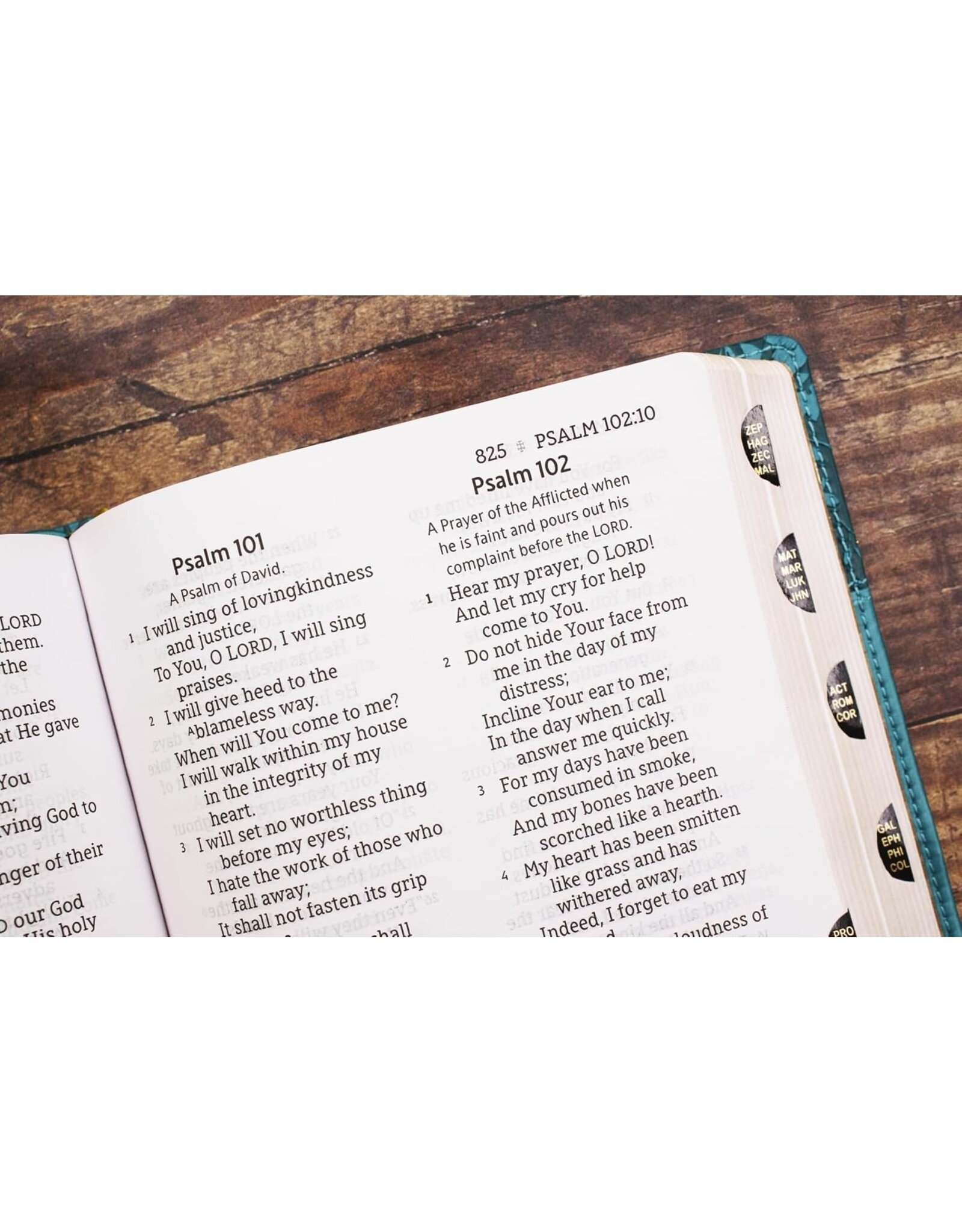 NASB, Personal Size Bible, Large Print, 1995, Leathersoft Teal, Thumb Index