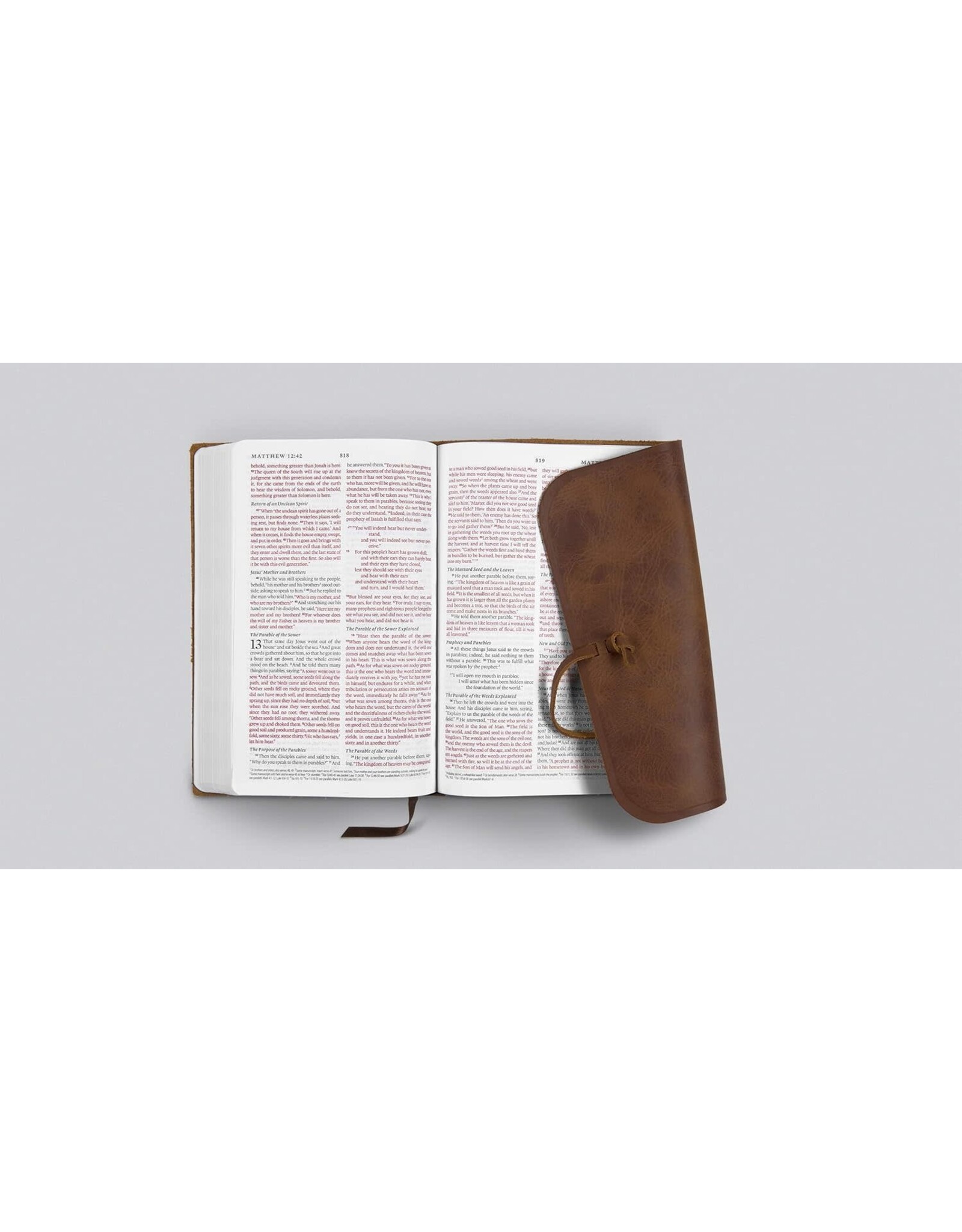 ESV Thinline Bible - Natural Leather, Flap with Strap